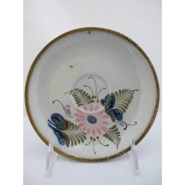 Ken Edwards El Palomar Flower Tonala Mexico Folk Art Stoneware Cup & Saucer For Sale - Image 4 of 13