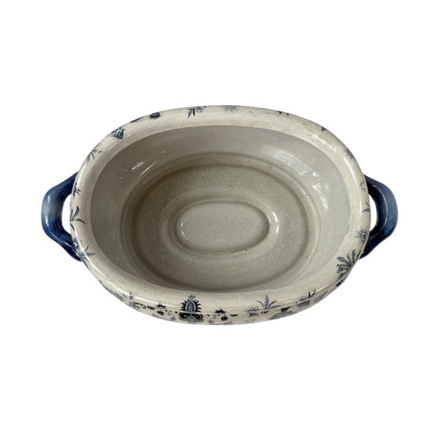 1980s Vintage Large Indigo Blue & Ivory Chinoiserie Elephant Footbath Planter For Sale - Image 5 of 8