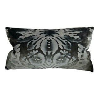 Italian Venezia Verde Velvet Lumbar Pillow For Sale