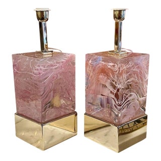Pink Murano Block Lamps For Sale