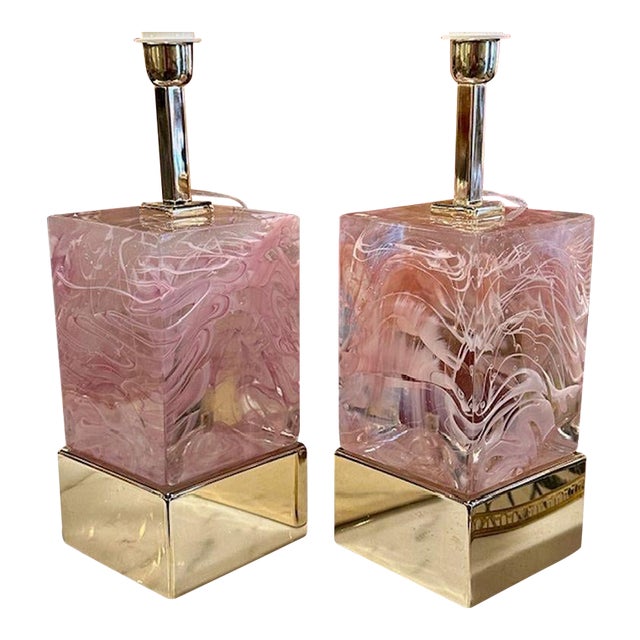 Pink Murano Block Lamps For Sale
