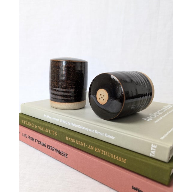 Brown Vintage Rustic Ceramic Salt and Pepper Shakers from Somerset Pottery, 1970s, Set of 2 For Sale - Image 8 of 8