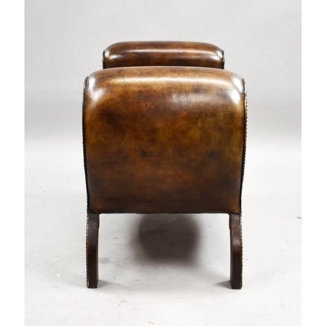 1910s Regency Style Leather Stool, 1919 For Sale - Image 5 of 9