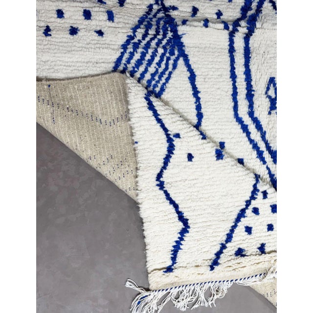 White and Blue Azilal Rug - 9.8 X 6.3 Ft For Sale In Cleveland - Image 6 of 8