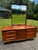 Beautiful mid century United dresser set Long dresser with mirror and tallboy Walnut wood Mirror - 29.5” x 40” x 2.5” Long...