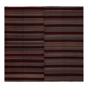 1960s Oversize Bohemian Striped Wool Kilim Rug 9'5'' X 9'5''