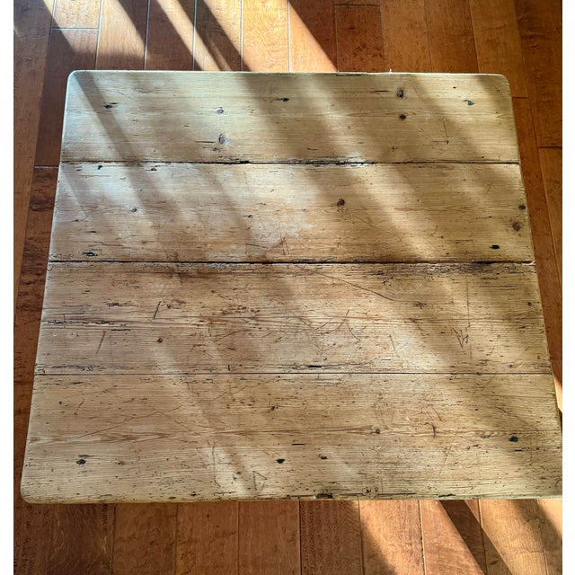 1900s Distressed Pine Wood Coffee Table For Sale - Image 4 of 4