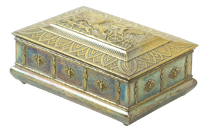 Art Deco Silver-Plated Chest Trinket Box with Egyptian Motifs