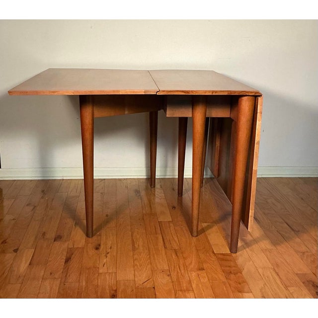 Mid-Century Modern Conant Ball Dining Farm Table Drop Leaf Gate Leg Folding Solid Maple, Circa 1960’s For Sale - Image 3 of 12