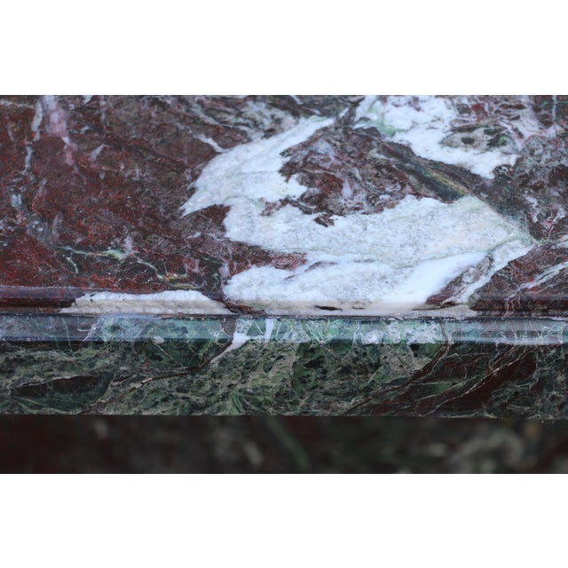 1970s Italian Postmodern Rosso Levanto Marble Dining Table | Monumental Modern Pedestal Table For Sale - Image 10 of 18