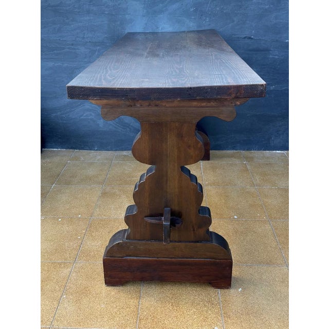 Spanish Rustic Trestle Console Table, 1940s For Sale - Image 6 of 10