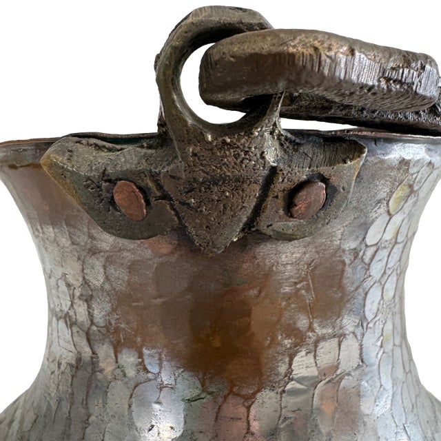 19th-Century South Indian Hand-Hammered Copper Water Vessel With Chased Rim For Sale - Image 11 of 16