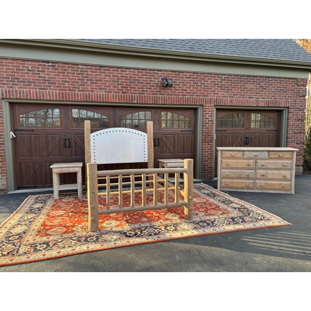 Rustic European Rustic White Washed Full Bedroom Set For Sale - Image 3 of 12