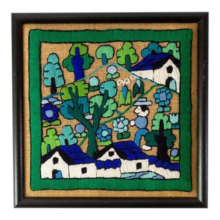Folk Art Hand Embroidery Textile Art For Sale