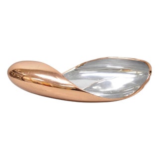 Nambe Mt0546 Karim Rashid Modernist Mixed Metal Copper Snail Scroll Tray Bowl For Sale