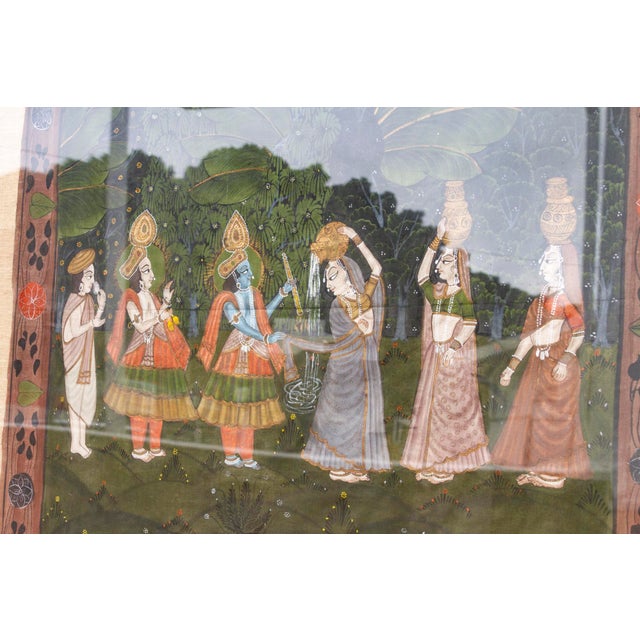 Enchanting Framed Lord Krishna and Gopis Indian Painting For Sale - Image 9 of 11