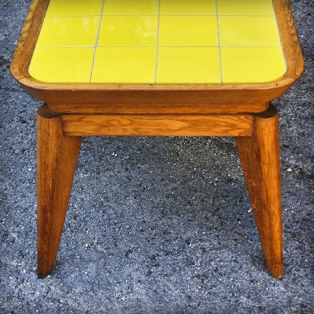 Coffee Table in Oak with Yellow Tiled Top, France, 1950s For Sale - Image 10 of 18