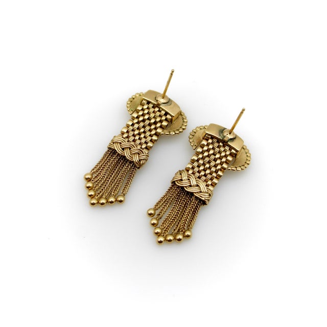 Late 19th Century 14k Gold Victorian Buckle Earrings With Tassels, A Pair For Sale In Los Angeles - Image 6 of 6