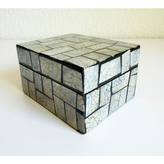 Contemporary Late 20th Century R & Y Augousti Style Mother of Pearl Box For Sale - Image 3 of 9