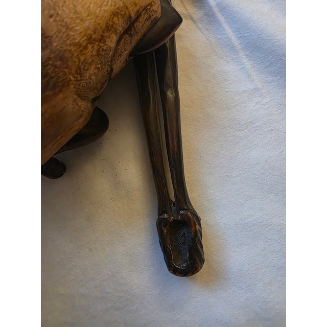 Brown Vintage Hand-Carved Wooden Figurine – Tribal / Japanese-Inspired Folk Art Sculpture For Sale - Image 8 of 18