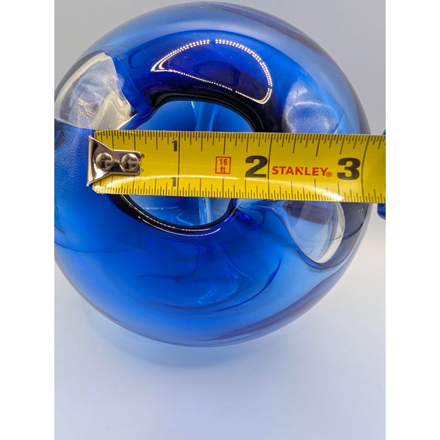 Glass William Worcester Glassworks Signed 1987 Studio Art Glass Vase Cobalt Blue For Sale - Image 7 of 13