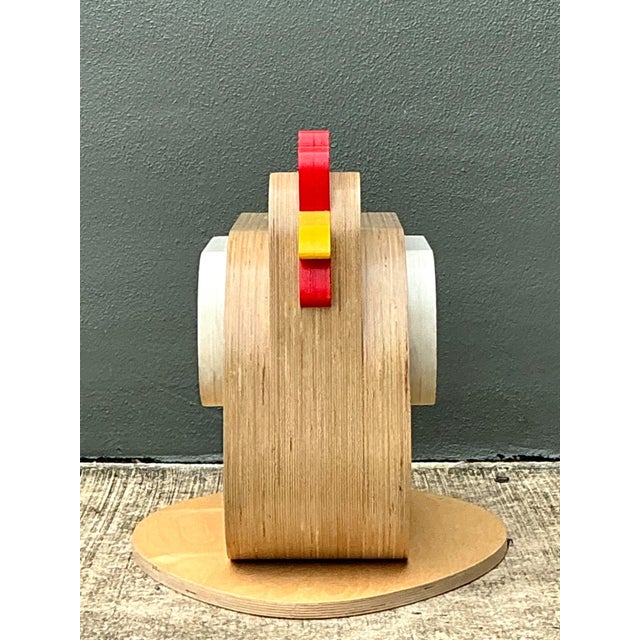 This vintage sculptural wood chicken stool combines whimsical folk-art character with practical seating. Carved from a...