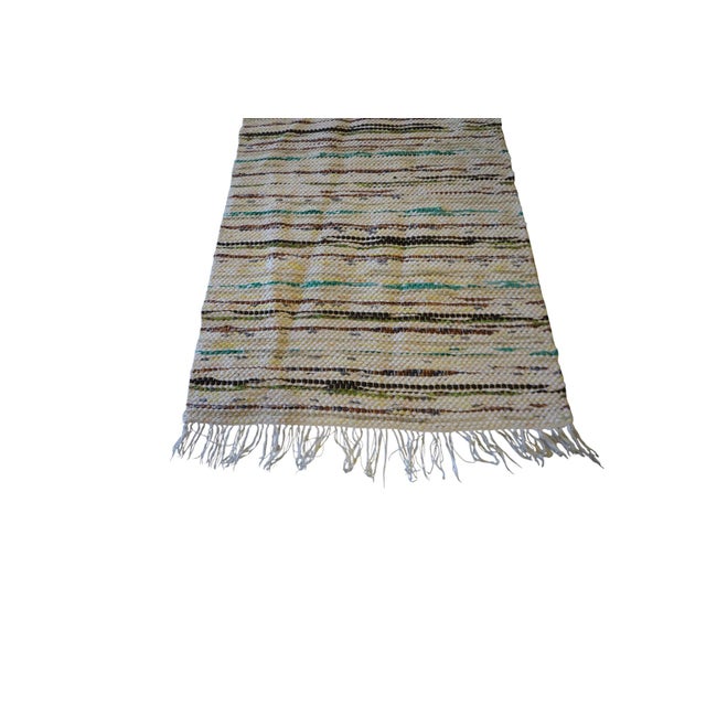 1980s Vintage Swedish Handwoven Rag Rug in Light Tones, 1960s For Sale - Image 5 of 9