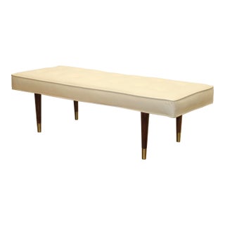 1950s Tufted White Bench in Style of Thayer Coggin For Sale