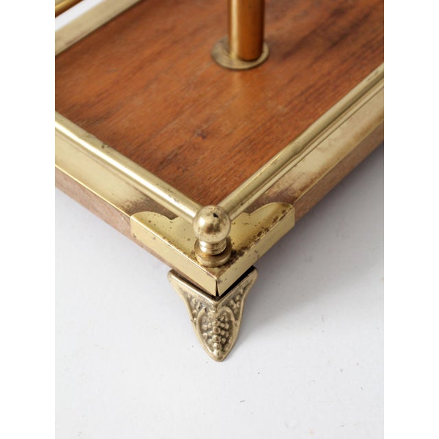 Vintage Hollywood Regency Brass Fireplace Tools Set With Wood Handles For Sale - Image 16 of 18
