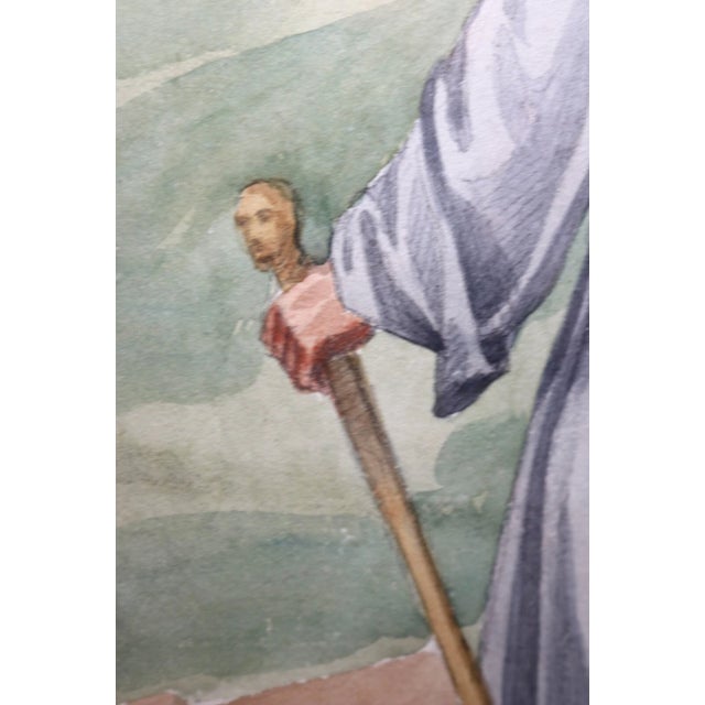 1930s Original Painted Florence Italian Watercolor Painting Andrea De Sarto For Sale - Image 4 of 12