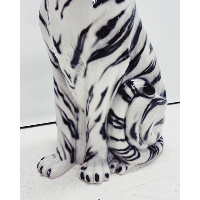 White Tiger Figurine in Ceramic by Ceramiche Boxer For Sale - Image 6 of 9
