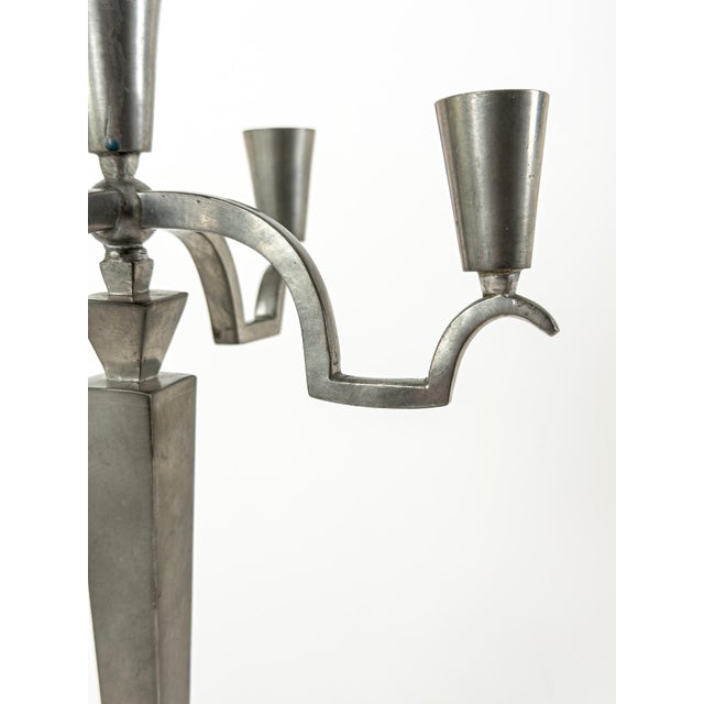 Art Deco Pewter Five-Light Candelabra by Celestine Andersson, 1920, Set of 2 For Sale - Image 4 of 6