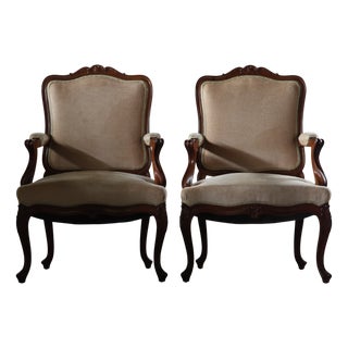 Antique Danish Louis XV Lounge Chairs, 18th Century, Set of 2 For Sale