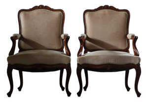 Antique Danish Louis XV Lounge Chairs, 18th Century, Set of 2