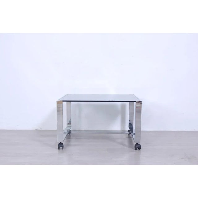 Steel and Smoke Glass Coffee Table, 1970s For Sale - Image 4 of 10