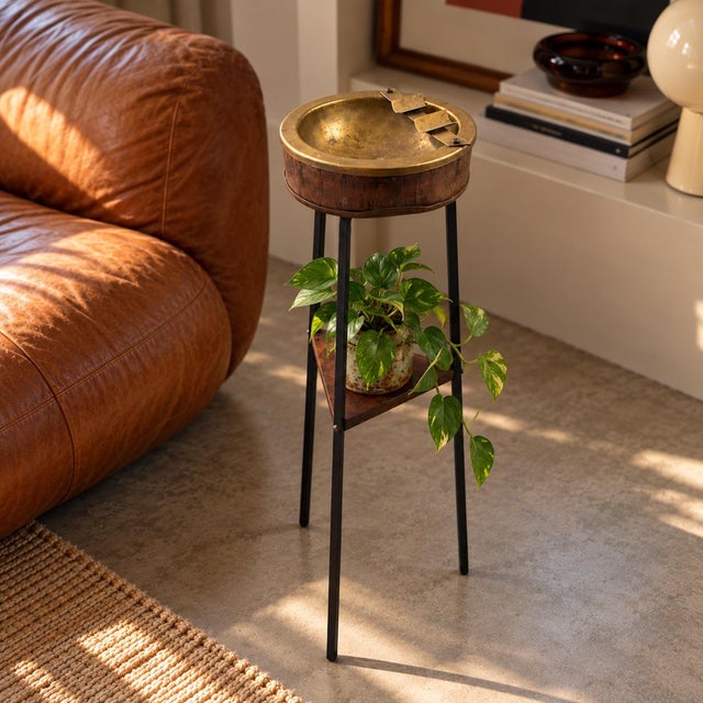 Chrome Tripod Floor Ashtray with Blue Ceramic Bowl, 1960s For Sale - Image 4 of 11