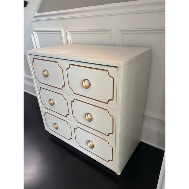 White Dorothy Draper Inspired Espana Painted Nightstand Chest For Sale - Image 8 of 11