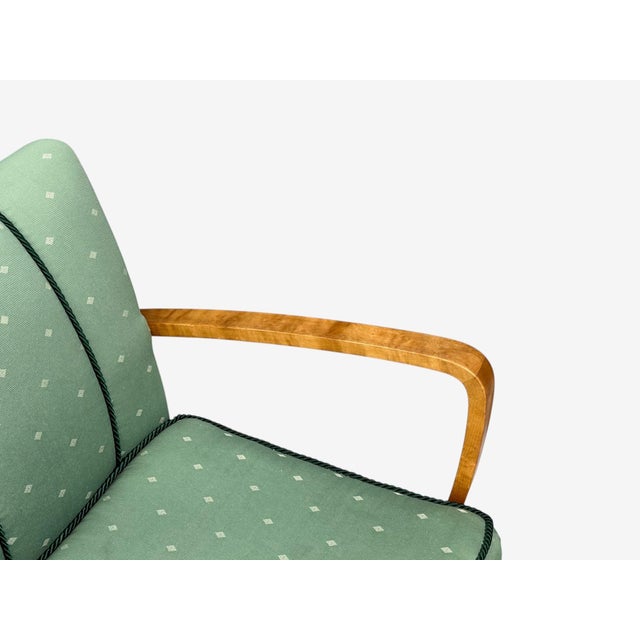 Swedish Modern, Lounge Chairs, Hardwood, Fabric, Sweden, 1940s For Sale - Image 10 of 11