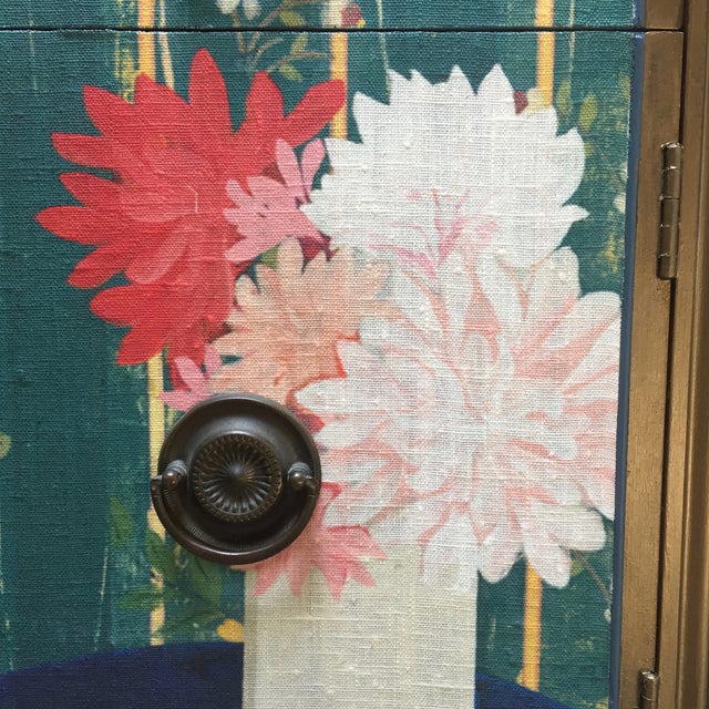 Metallic Gold Nightstand With Floral Linen Panel Chairish