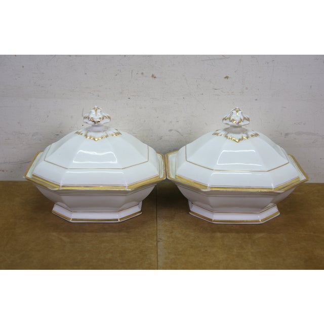 Late 19th Century Antique Haviland Limoges Porcelain White & Gold Casserole Serving Tureens 15" - 9 pcs For Sale - Image 5 of 18