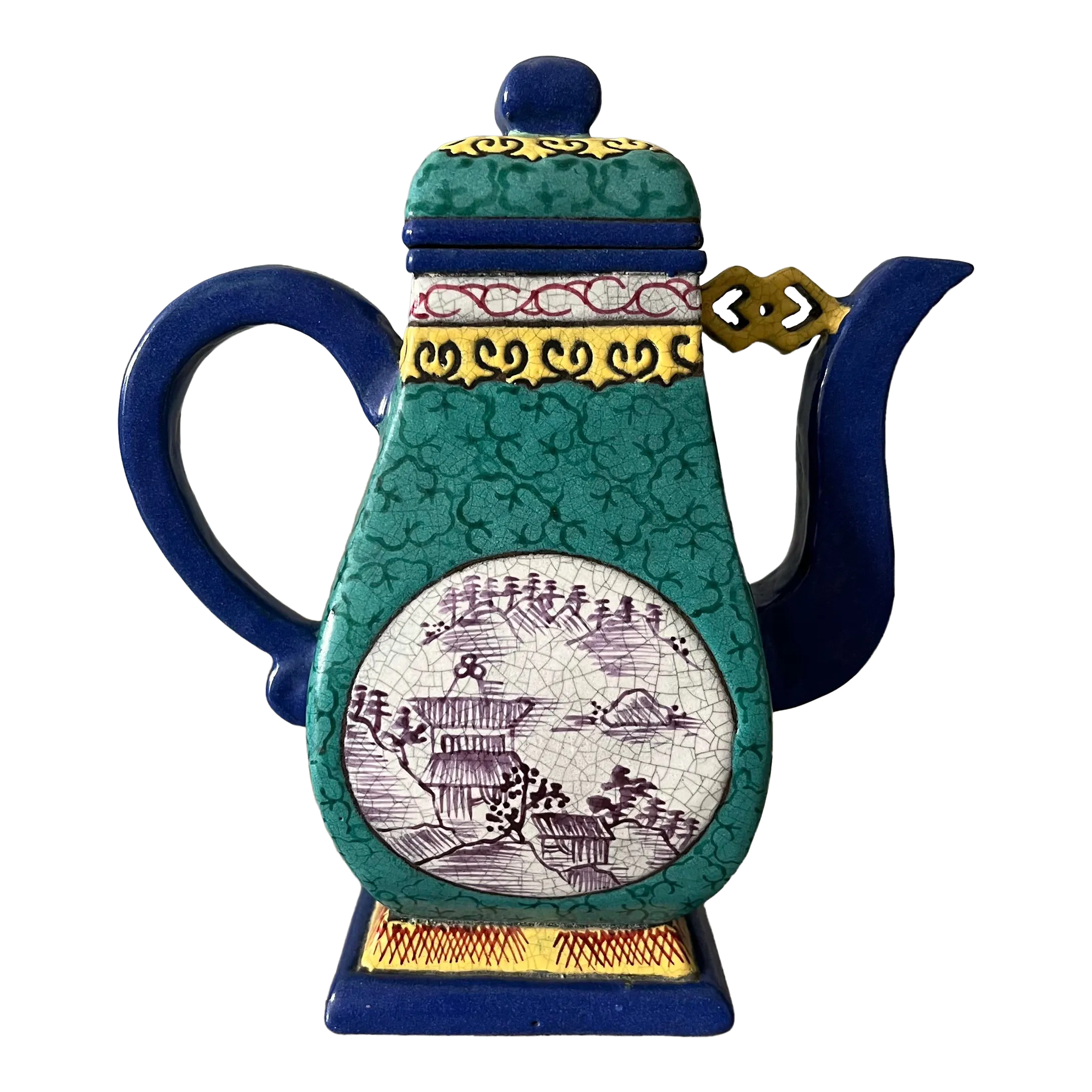 チヨ子レート様 19th Century Chinese Yixing Zisha Clay Enameled Teapot- Marked