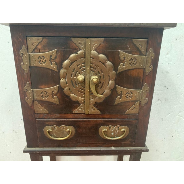 Brown Small 20th Century Two-Door Cabinet with Bronze Decoration For Sale - Image 8 of 10