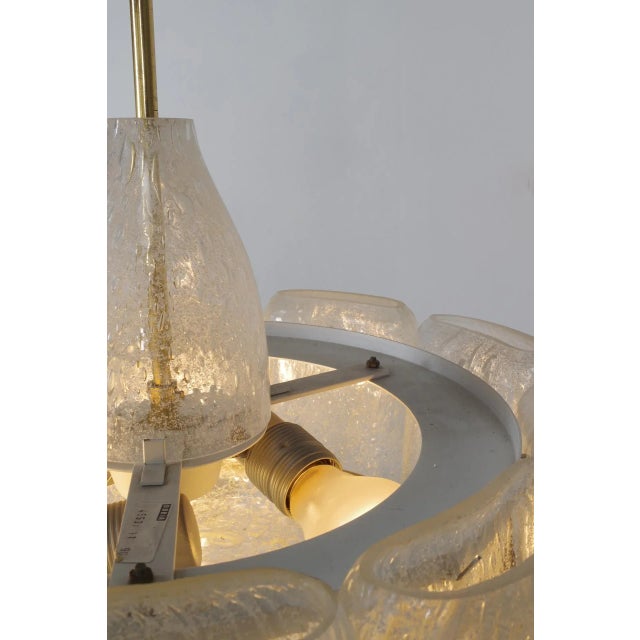 Mid-Century Ice Glass Chandelier from Doria For Sale - Image 6 of 15