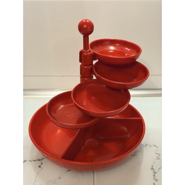 Space Age Rotating Snack Server in Red Abs Plastic, Emsa, 1970s For Sale - Image 3 of 4