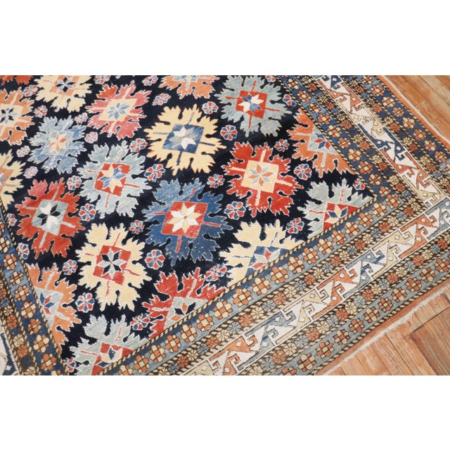 Vintage Zabihi Collection Inspired Turkish Azari Caucasian Snowflake Rug For Sale - Image 11 of 12