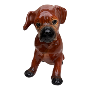 French Majolica Dog Saint Clement Circa 1930