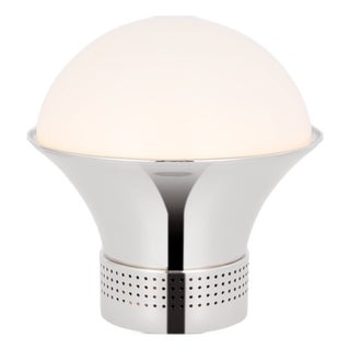 Kelly Wearstler by Visual Comfort Signature Precision Medium Table Lantern in Polished Nickel with White Glass For Sale
