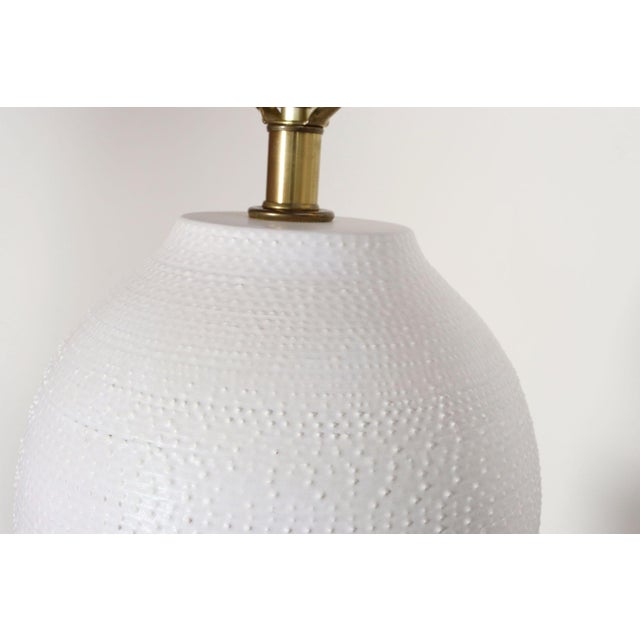 Vintage White Stippled Ceramic Orb Table Lamp by Lee Rosen for Design Technics For Sale - Image 14 of 16