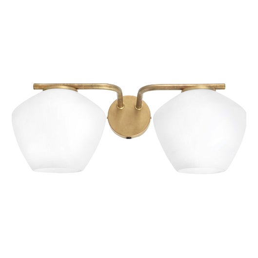 DK Two Arms Wall Lamp in Brass and Glass by Henrik Tengler for Konsthantverk For Sale