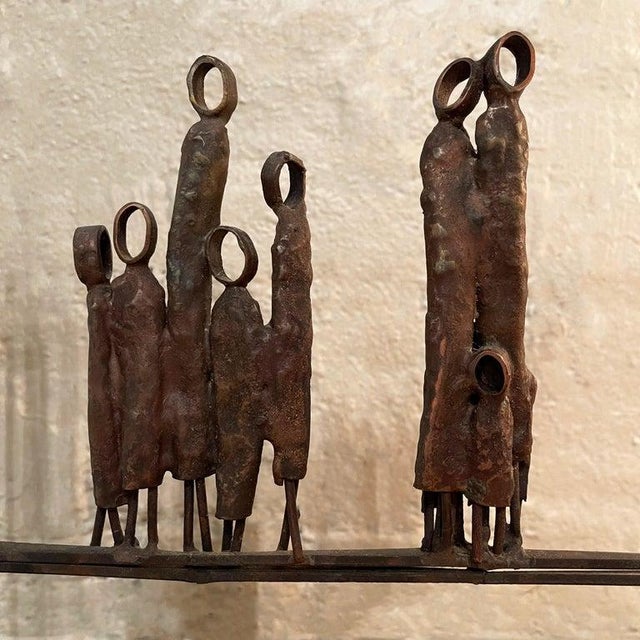 Mid-Century Brutalist Metal and Wood Sculpture by Virginia Stemple For Sale - Image 4 of 13